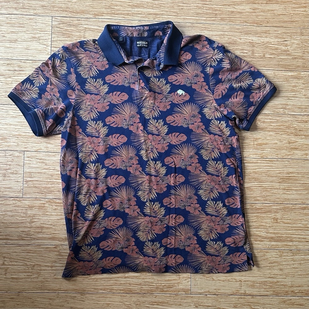 Men's Buffalo Denim Polo Shirt Kisuri Men's Size Large 100% Cotton